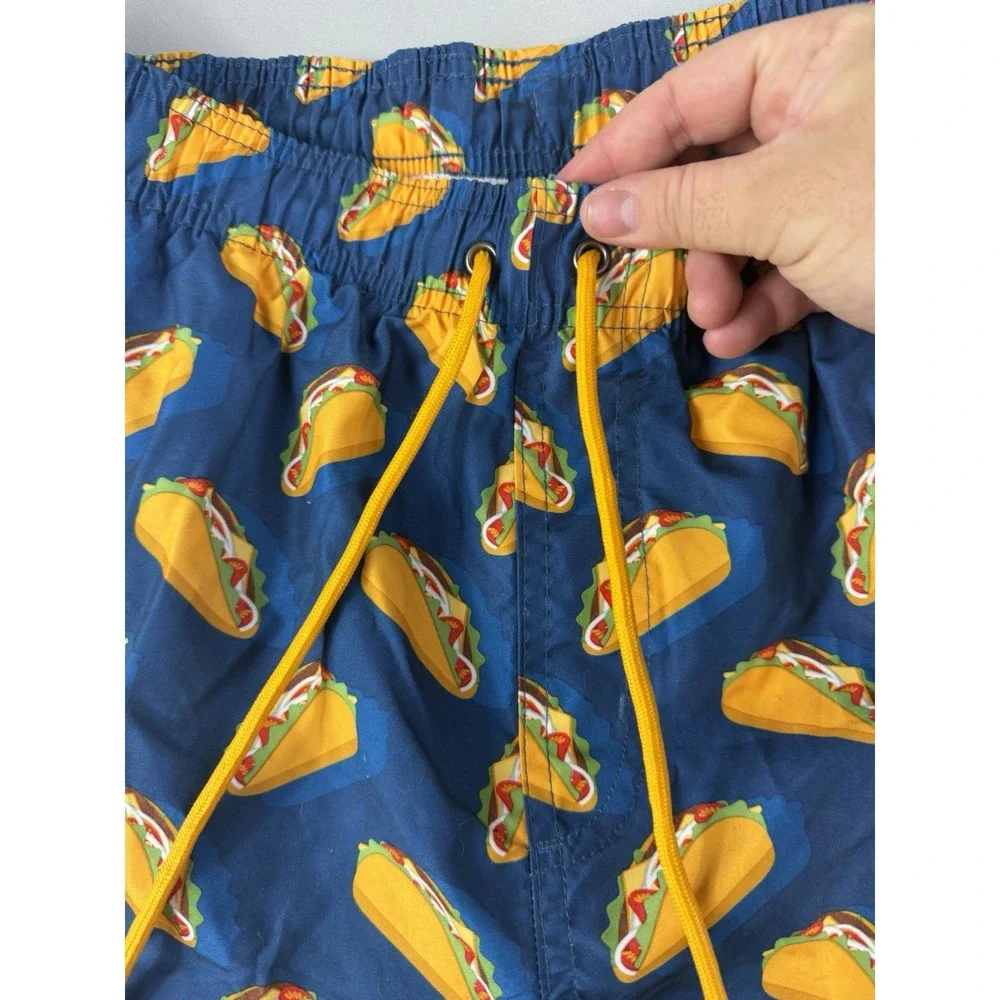 Hot Coals brand blue swim trunks shorts, taco aop, men's xl